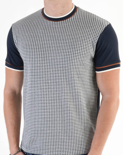 Ska & Soul Houndstooth Panel T-shirt Navy