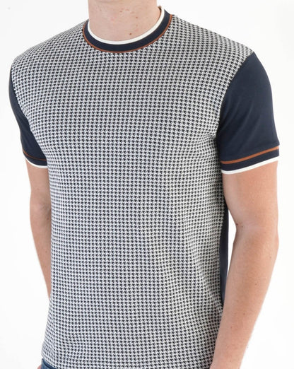 Ska & Soul Houndstooth Panel T-shirt Navy