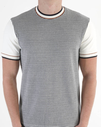 Ska & Soul Houndstooth Panel T-shirt Ecru