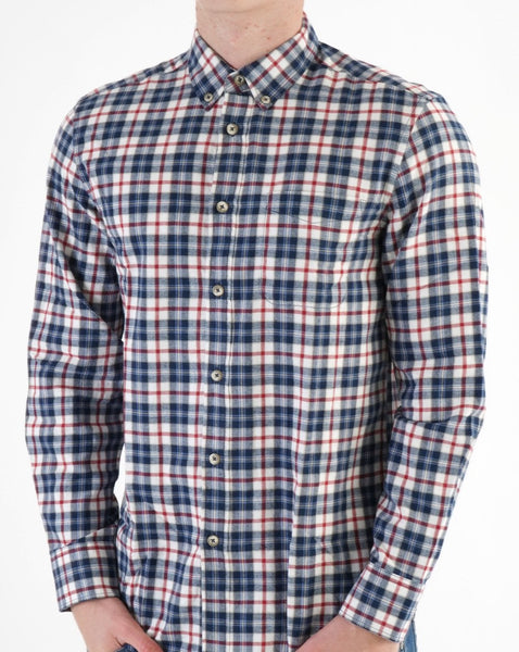 Benetton Check Flannel Shirt White/Navy
