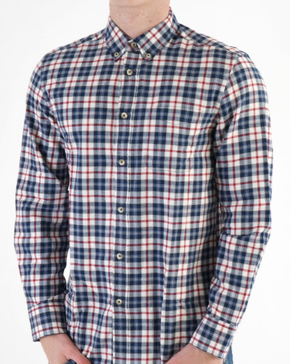 Benetton Check Flannel Shirt White/Navy