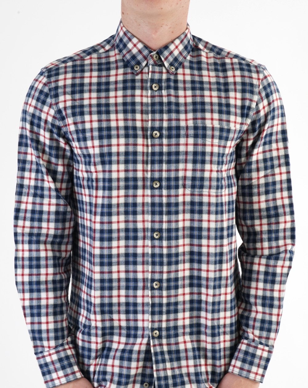 Benetton Check Flannel Shirt White/Navy