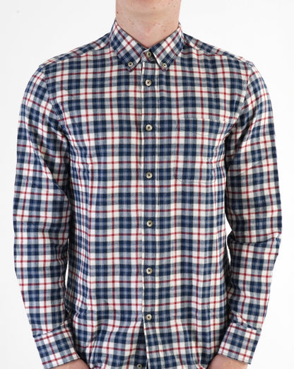 Benetton Check Flannel Shirt White/Navy