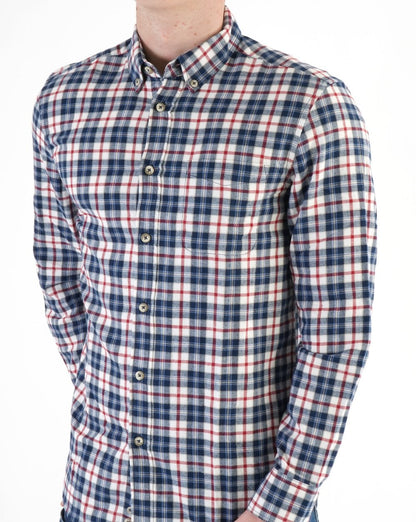 Benetton Check Flannel Shirt White/Navy