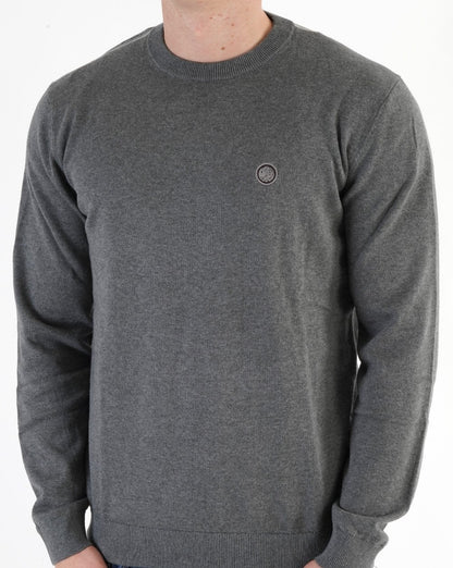 Pretty Green Tipped Knit Jumper Dark Grey
