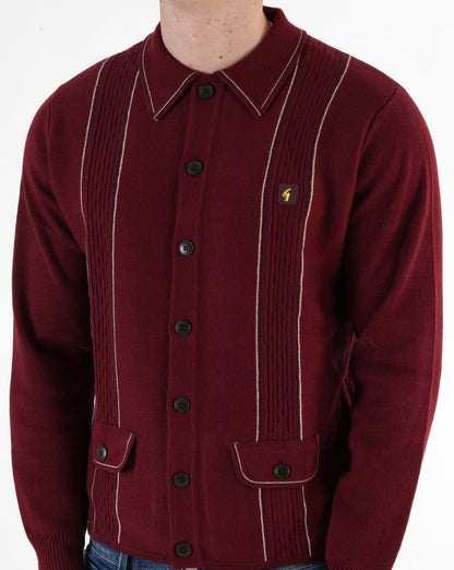 Gabicci Vintage Ethan Knitted Cardigan Burgundy
