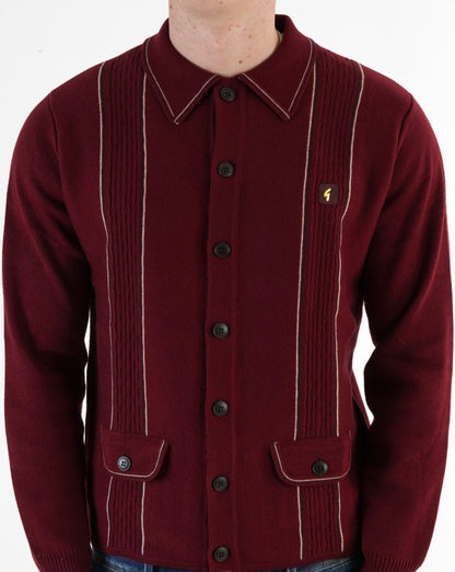 Gabicci Vintage Ethan Knitted Cardigan Burgundy