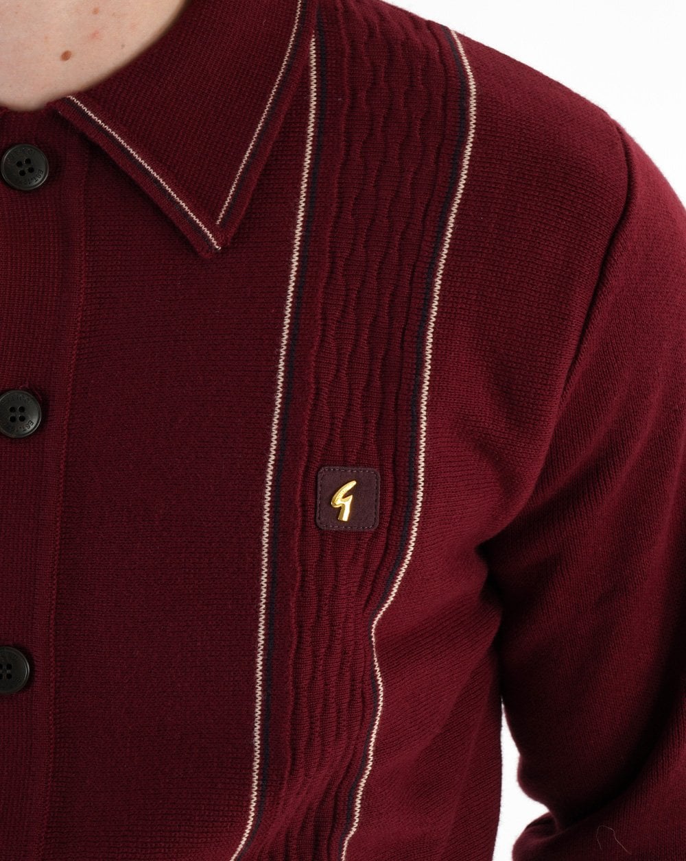 Gabicci Vintage Ethan Knitted Cardigan Burgundy