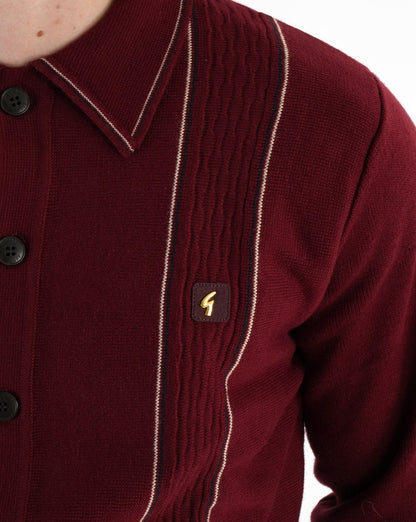 Gabicci Vintage Ethan Knitted Cardigan Burgundy