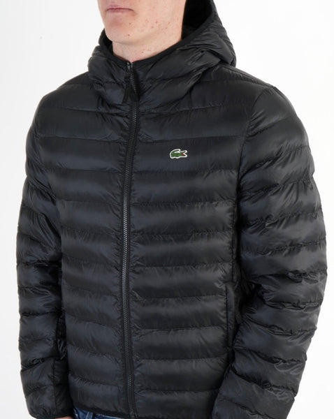 Lacoste Quilted Hooded Jacket Black