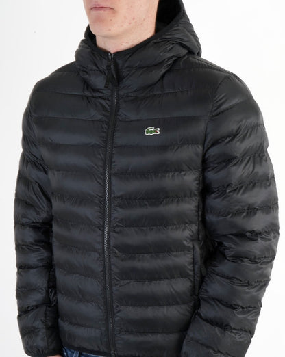 Lacoste Quilted Hooded Jacket Black