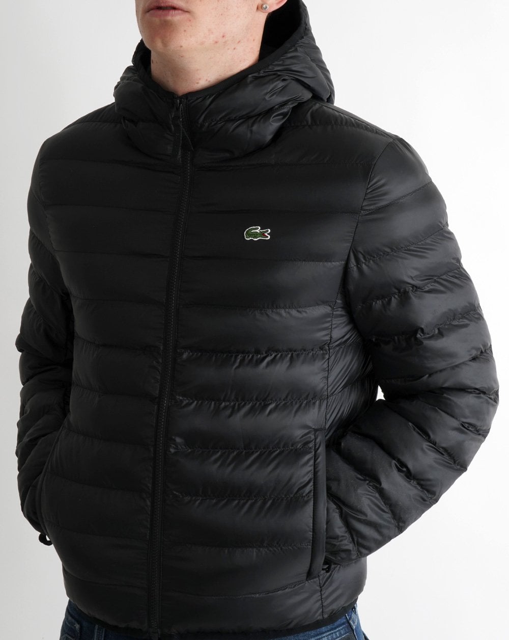 Lacoste Quilted Hooded Jacket Black