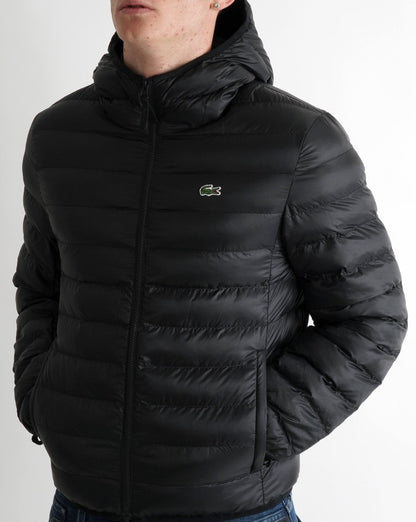 Lacoste Quilted Hooded Jacket Black