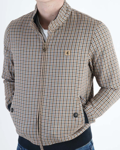 Gabicci Vintage Hadrian Checked Harrington Jacket Beige