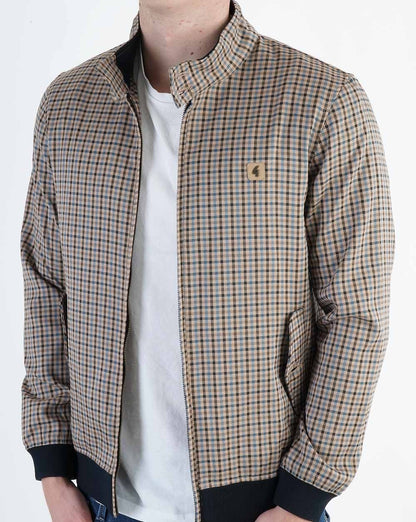 Gabicci Vintage Hadrian Checked Harrington Jacket Beige