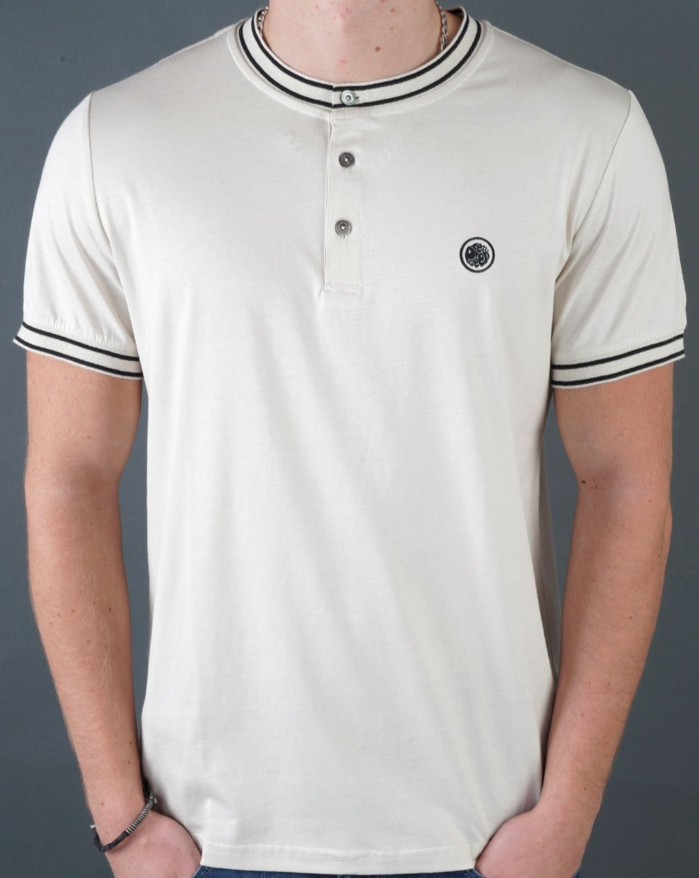 Pretty Green Beta Henley T-shirt Stone