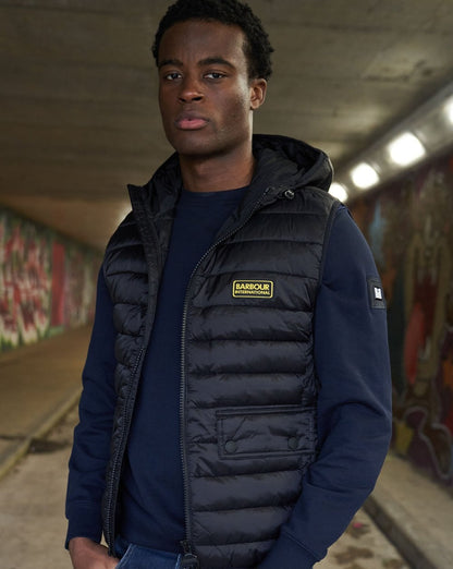 Barbour International Racer Hooded Gilet Black