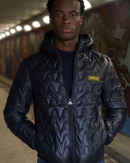 Barbour International Wave Hooded Quilted Jacket Black