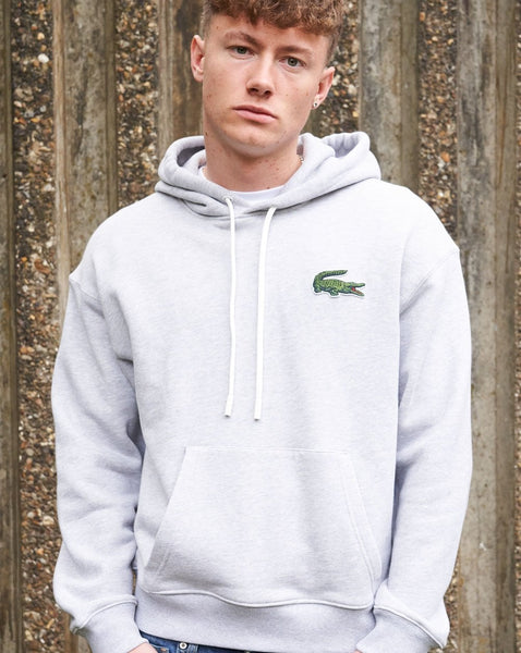 Lacoste Big Croc Pullover Hoodie Silver Chine