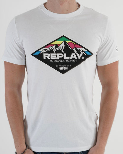 Replay Mountain Print T-shirt White