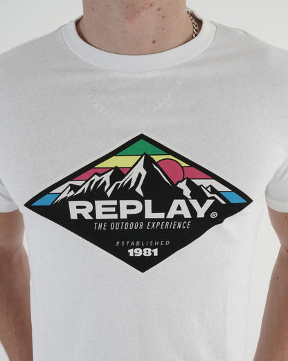 Replay Mountain Print T-shirt White