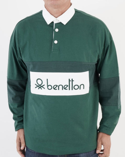 Benetton Rugby Shirt Dark Green/White