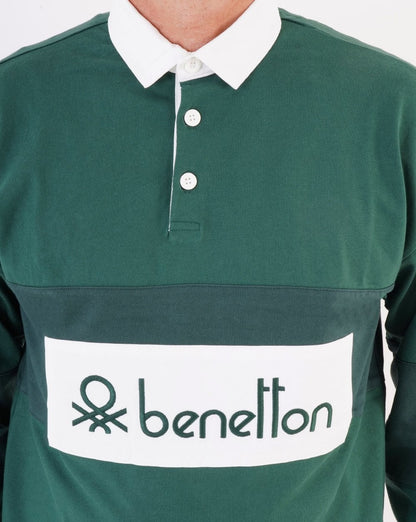 Benetton Rugby Shirt Dark Green/White