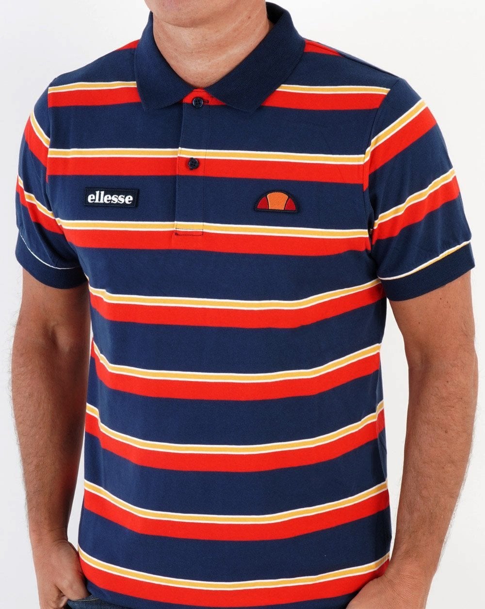 Ellesse Corp Multi Stripe Polo Shirt Navy