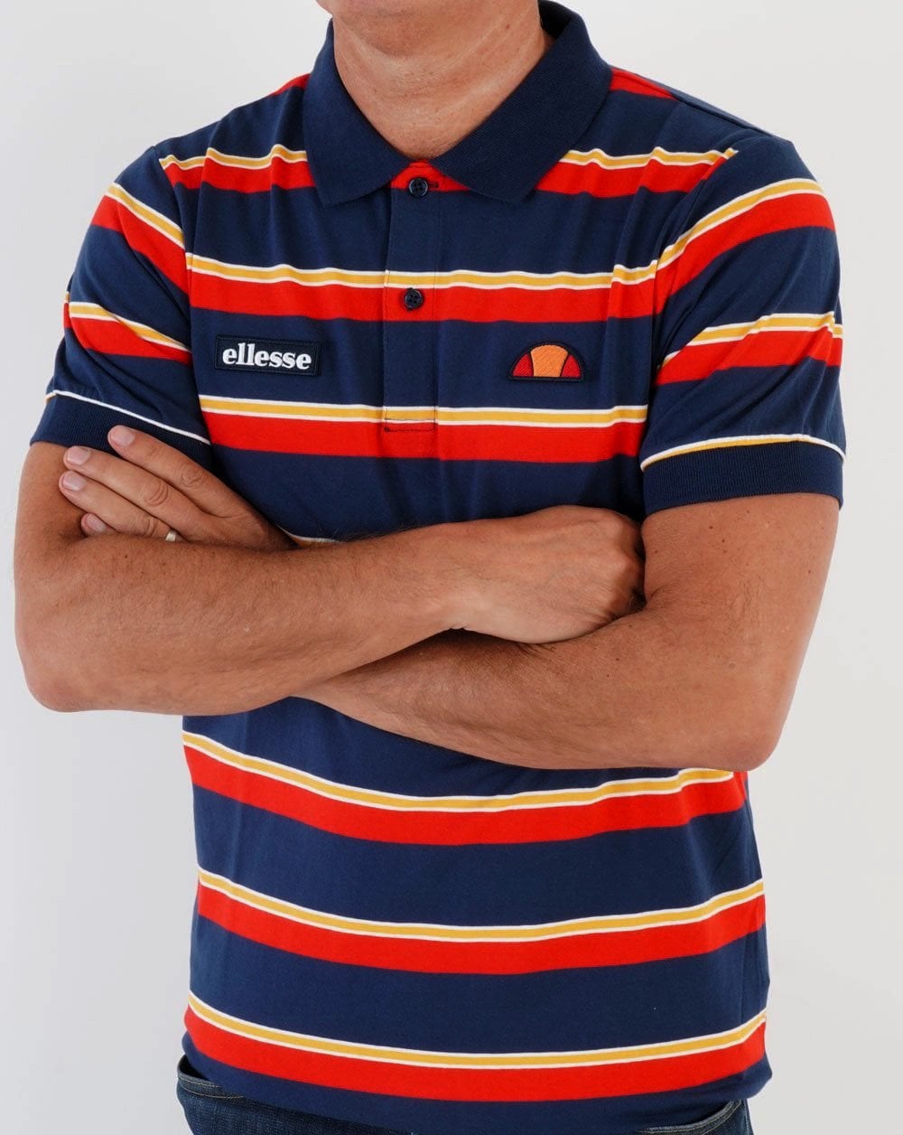 Ellesse Corp Multi Stripe Polo Shirt Navy