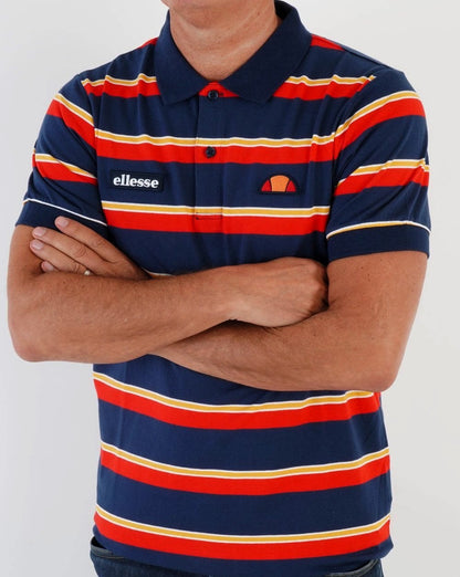 Ellesse Corp Multi Stripe Polo Shirt Navy