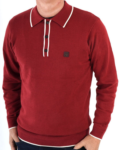 Gabicci Vintage Lineker Long Sleeve Knitted Dark Red