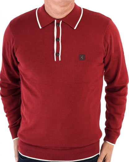 Gabicci Vintage Lineker Long Sleeve Knitted Dark Red