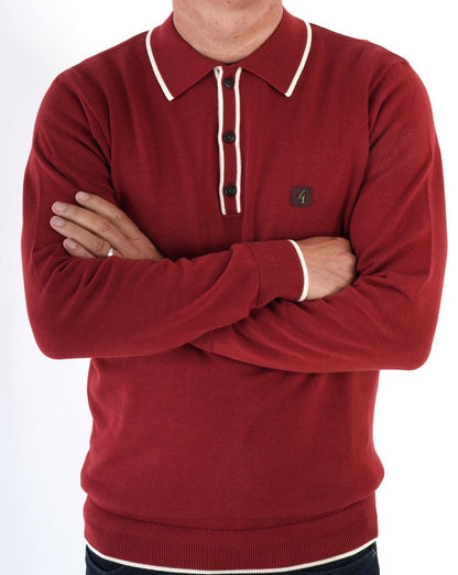 Gabicci Vintage Lineker Long Sleeve Knitted Dark Red