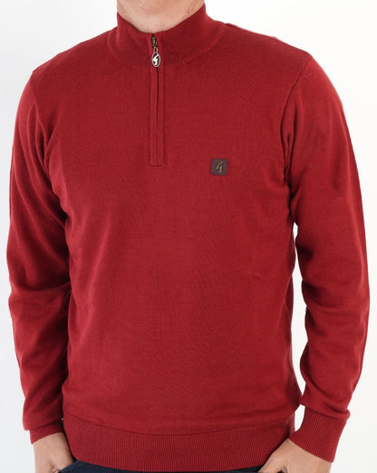 Gabicci Vintage 1/4 Zip Jumper Deep Red