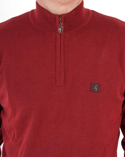 Gabicci Vintage 1/4 Zip Jumper Deep Red