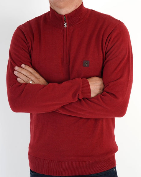 Gabicci Vintage 1/4 Zip Jumper Deep Red