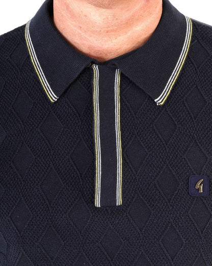 Gabicci Vintage Cannavale LS Knit Polo Navy