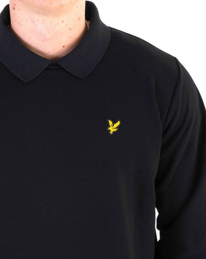 Lyle & Scott Collared Crew Neck Sweater Black