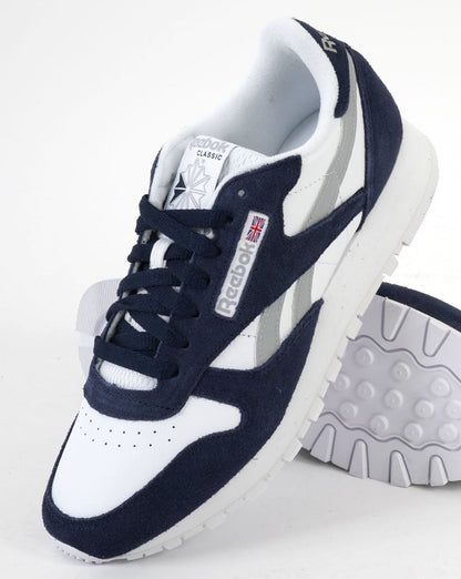 Reebok Classic Leather Trainers Navy/White/Grey