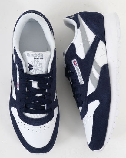 Reebok Classic Leather Trainers Navy/White/Grey
