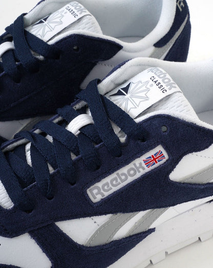 Reebok Classic Leather Trainers Navy/White/Grey