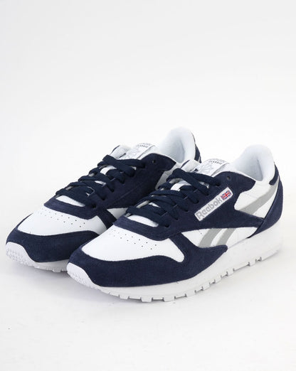 Reebok Classic Leather Trainers Navy/White/Grey