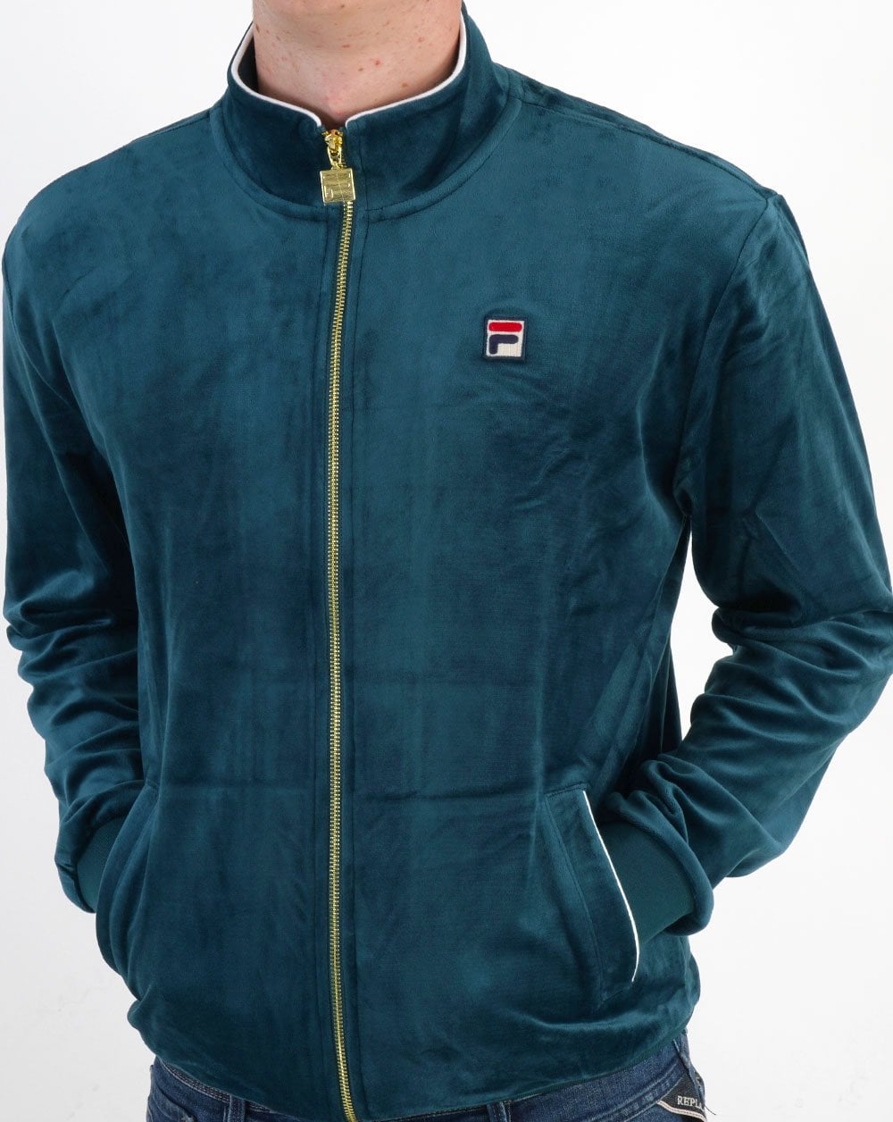 Fila Vintage Velour Track Top Dark Teal