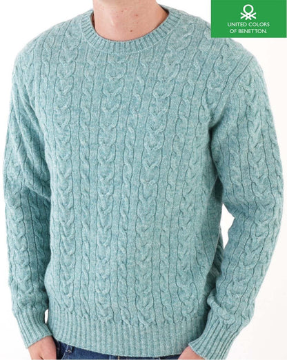 Benetton Cable Knit Jumper Sea Mint