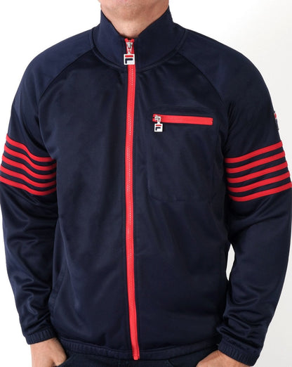 Fila Vintage 5 Stripe Track Top Navy/Red