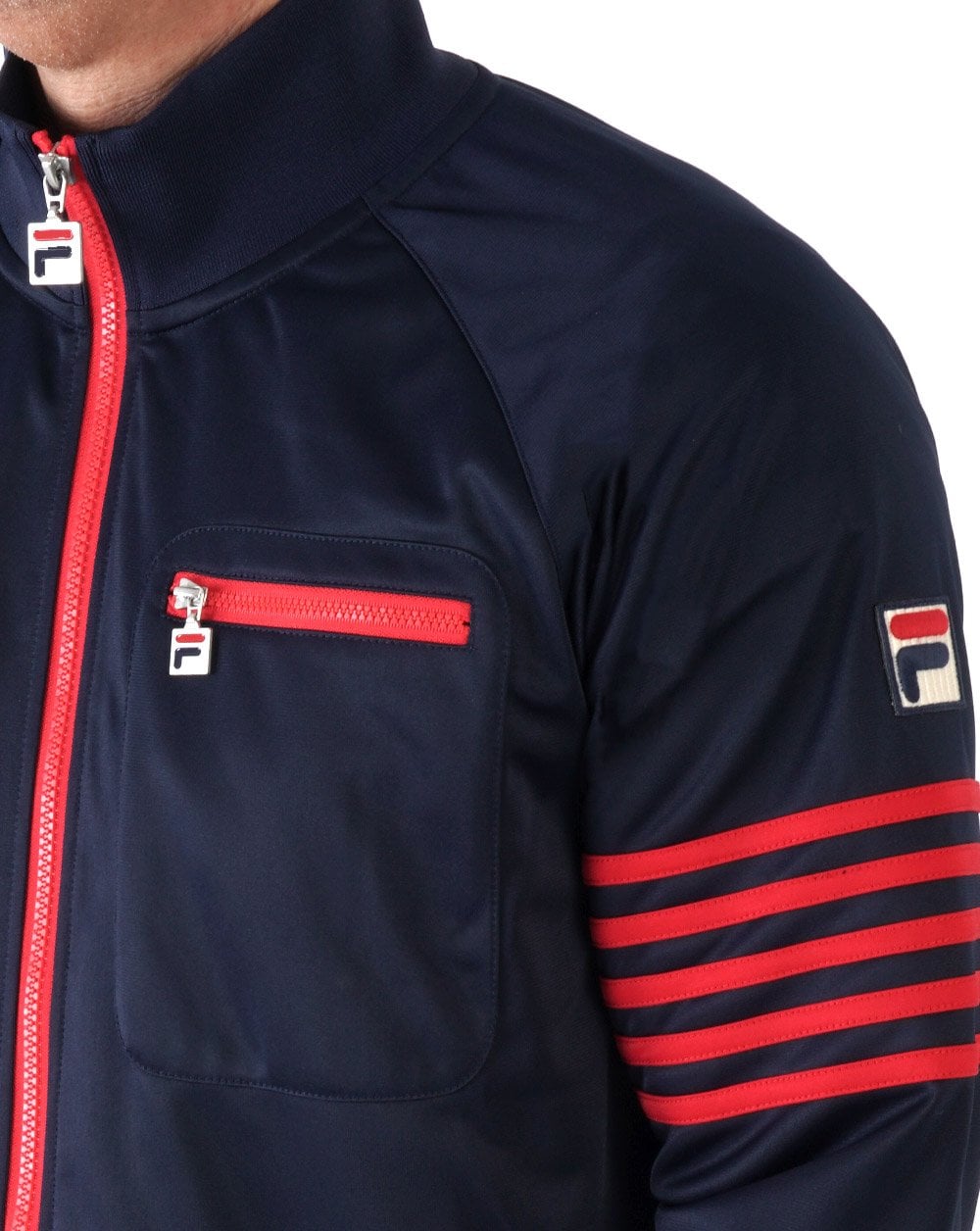 Fila Vintage 5 Stripe Track Top Navy/Red