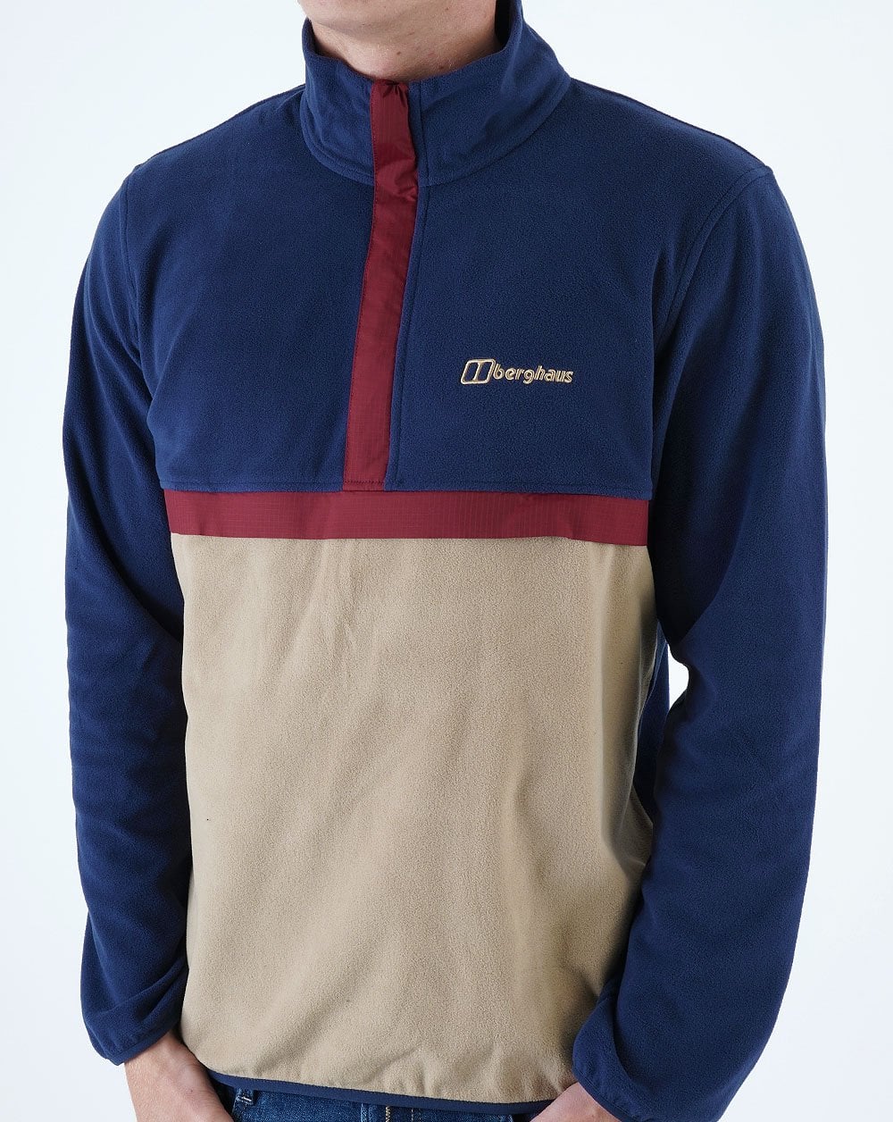 Berghaus Aslam Half Zip Fleece Navy/Sand/Dark Red