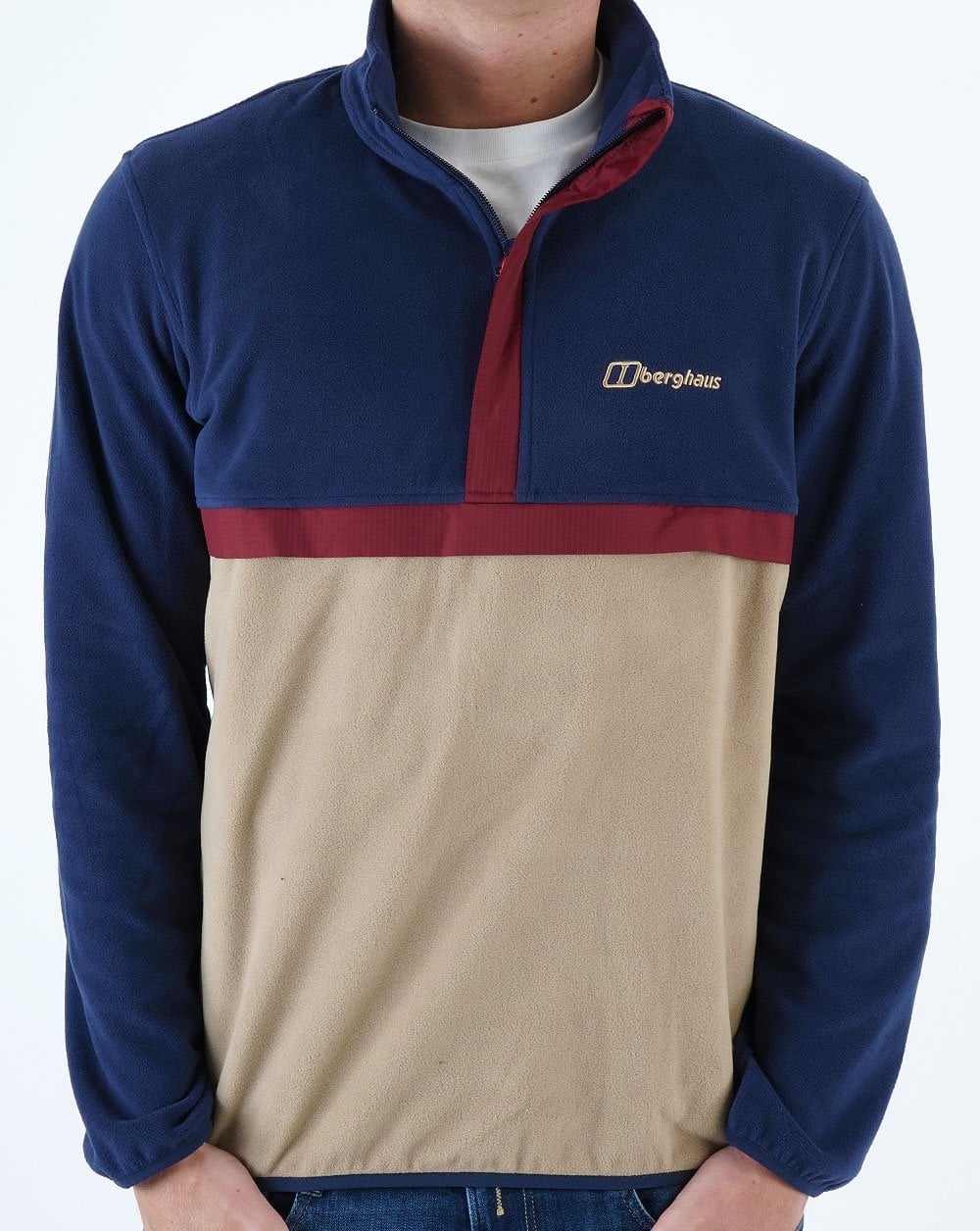 Berghaus Aslam Half Zip Fleece Navy/Sand/Dark Red