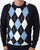 Gabicci Vintage Argyle Diamond Crew Knit Navy