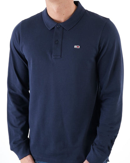 Tommy Jeans Long Sleeve Polo Shirt Navy